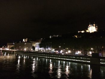 Reflection of illuminated built structures in water