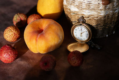 Close-up of fruits on table
