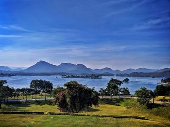 Scenic view of lake against sky