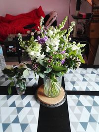 Close-up of flower bouquet on table