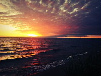 Scenic view of sea against sky during sunset