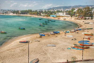 High angle view of beach