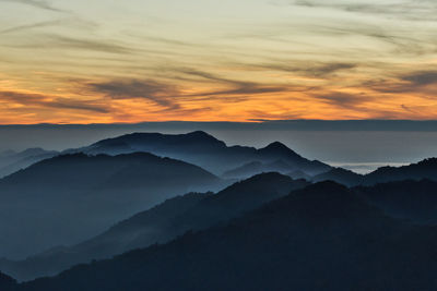 The sunset scene on the top of alishan.