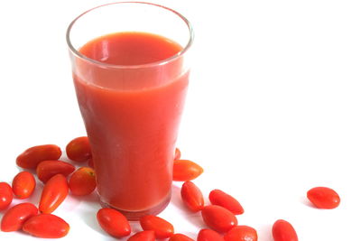 Close-up of drink against white background