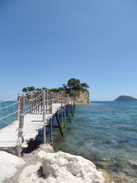 Scenic view of sea against clear sky