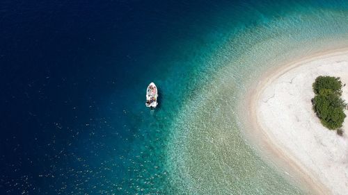 High angle view of man on sea shore