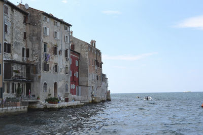 View from the boat to rovinj in summer