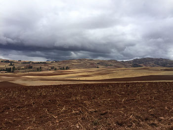 Scenic view of landscape against cloudy sky