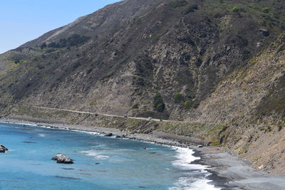 Scenic view of sea and mountains