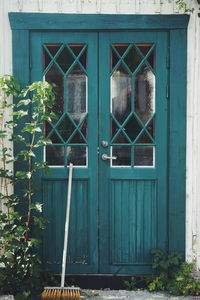 Closed door of building