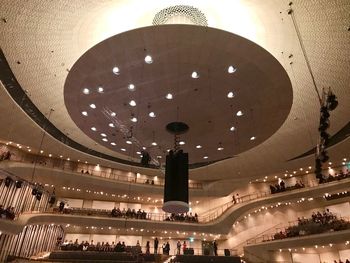 Low angle view of illuminated building at night