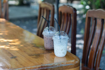 Close-up of drink in glass on table