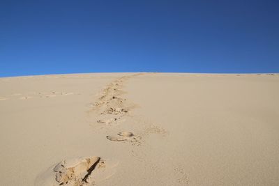 Footprints on sandy beach