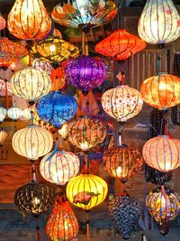 Low angle view of illuminated lanterns