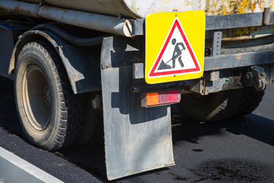 Repair vehicle with signs fixed on board - repair work.