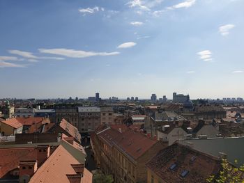 High angle view of townscape against sky