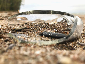 Close-up of stones on glass