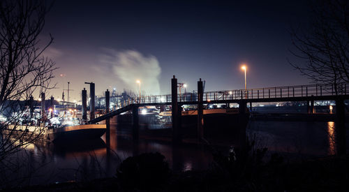 View of illuminated city at night