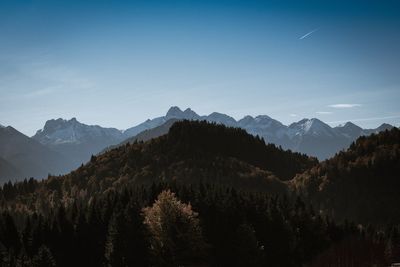 Scenic view of mountains against sky