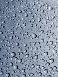 Full frame shot of raindrops on glass