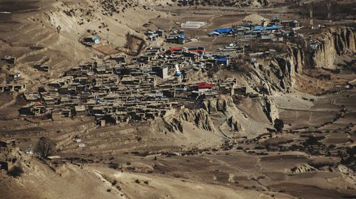 High angle view of cars on landscape