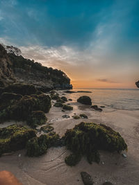 Scenic view of sea against sky during sunset