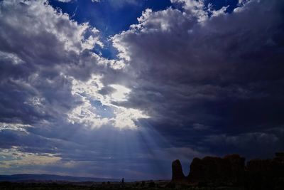 Low angle view of cloudy sky during sunset