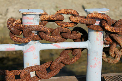 Close-up of rusty chain