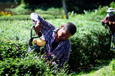 Man working in the park