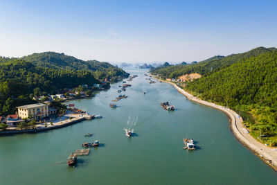 High angle view of sea against sky