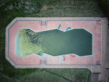 High angle view of graffiti on wall