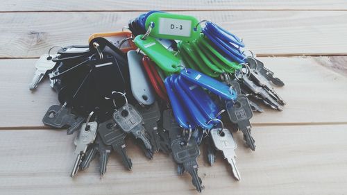 Close-up of keys on table