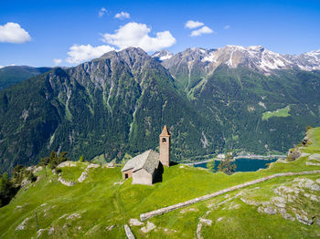 Scenic view of mountain range against sky