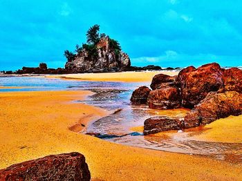 Rock formations on beach