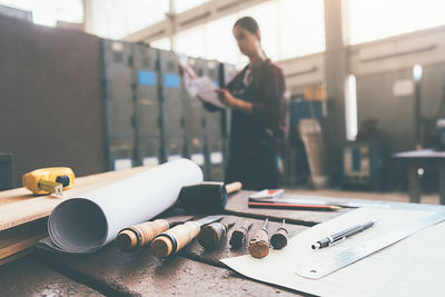 Man working on table
