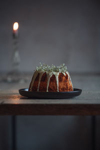 Close-up of cake on table