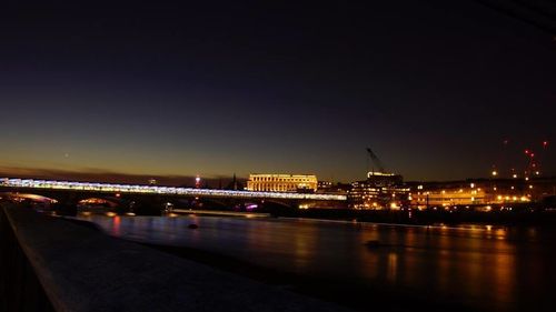 Bridge over river at night