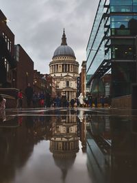 Reflection of buildings in city