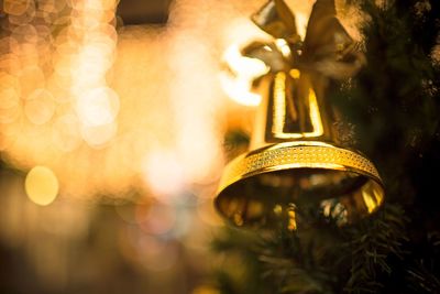 Close-up of illuminated christmas tree