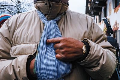 Close-up of man wearing mask