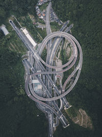 Aerial view of elevated road amidst trees