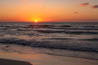 Scenic view of sea against sky during sunset