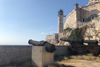 Old ruin building against clear sky