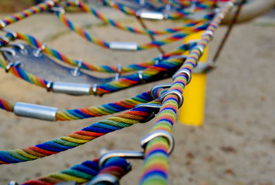 High angle view of multi colored ropes