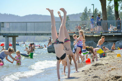 People enjoying at beach