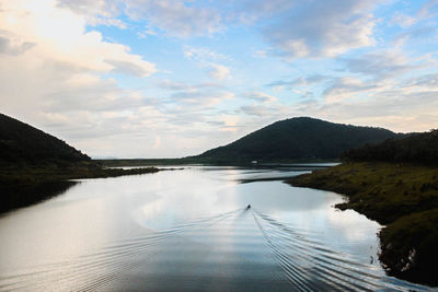 Scenic view of lake against sky