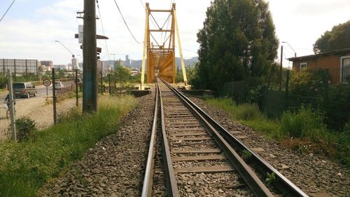 Railroad tracks on railroad track