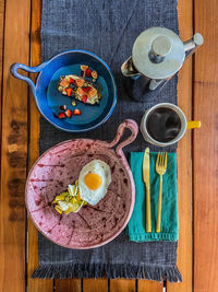 High angle view of food on table