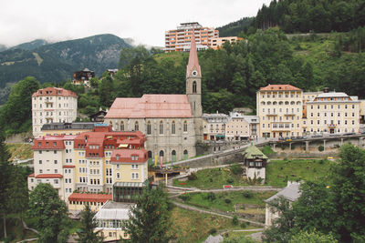 High angle view of town