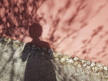 Shadow of woman on rock